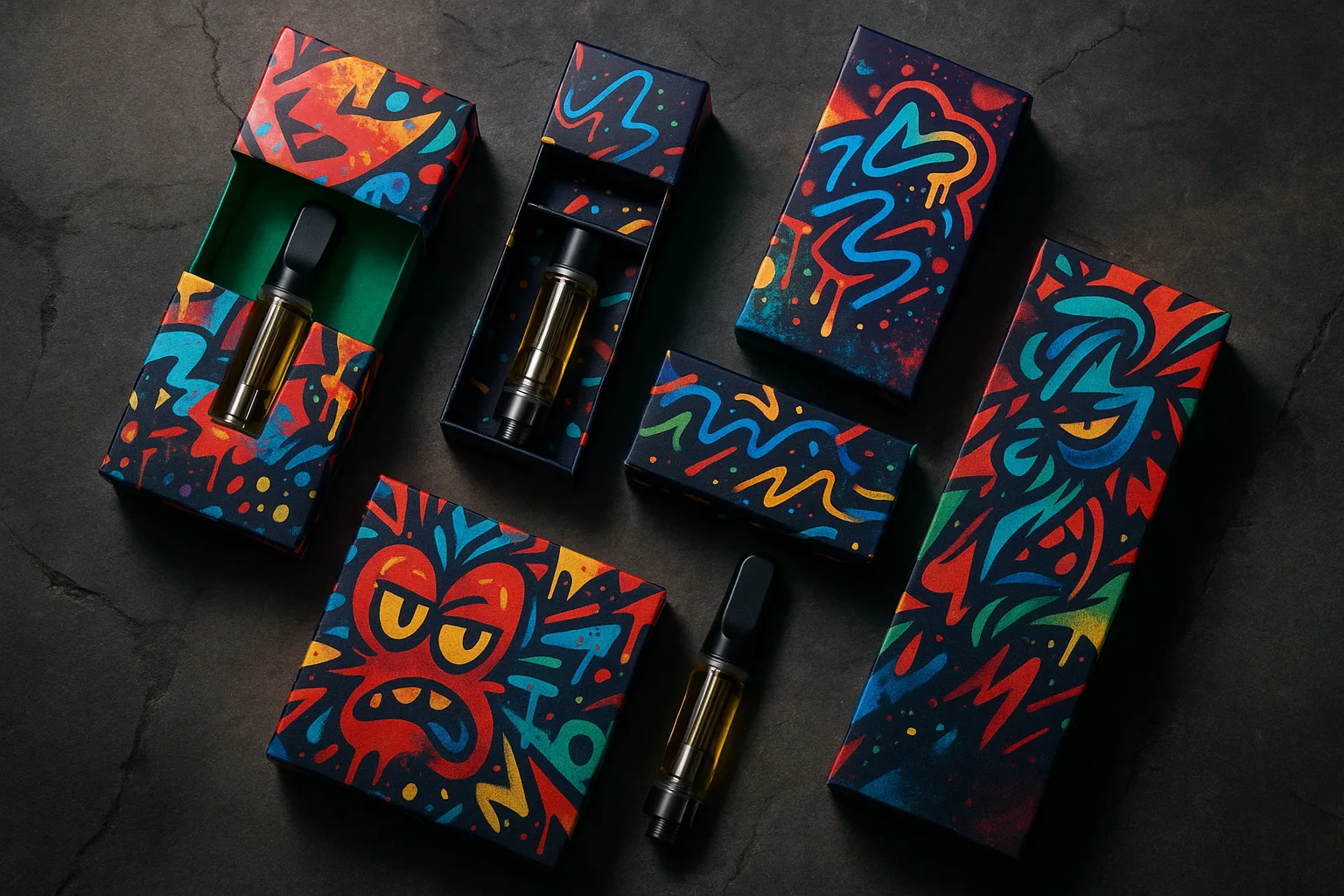 Minimalist discreet vape cartridge packaging for low-profile branding.