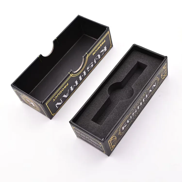 Premium rigid two-piece box with custom-cut foam insert, providing secure and luxurious product presentation.