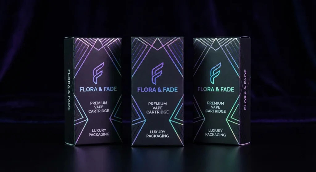 A white, compliant vape cartridge box featuring a secure locking mechanism to meet New Jersey safety regulations.