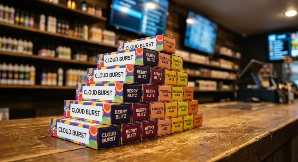 Certified child-resistant presentational vape boxes Jersey City brands use for safety compliance.