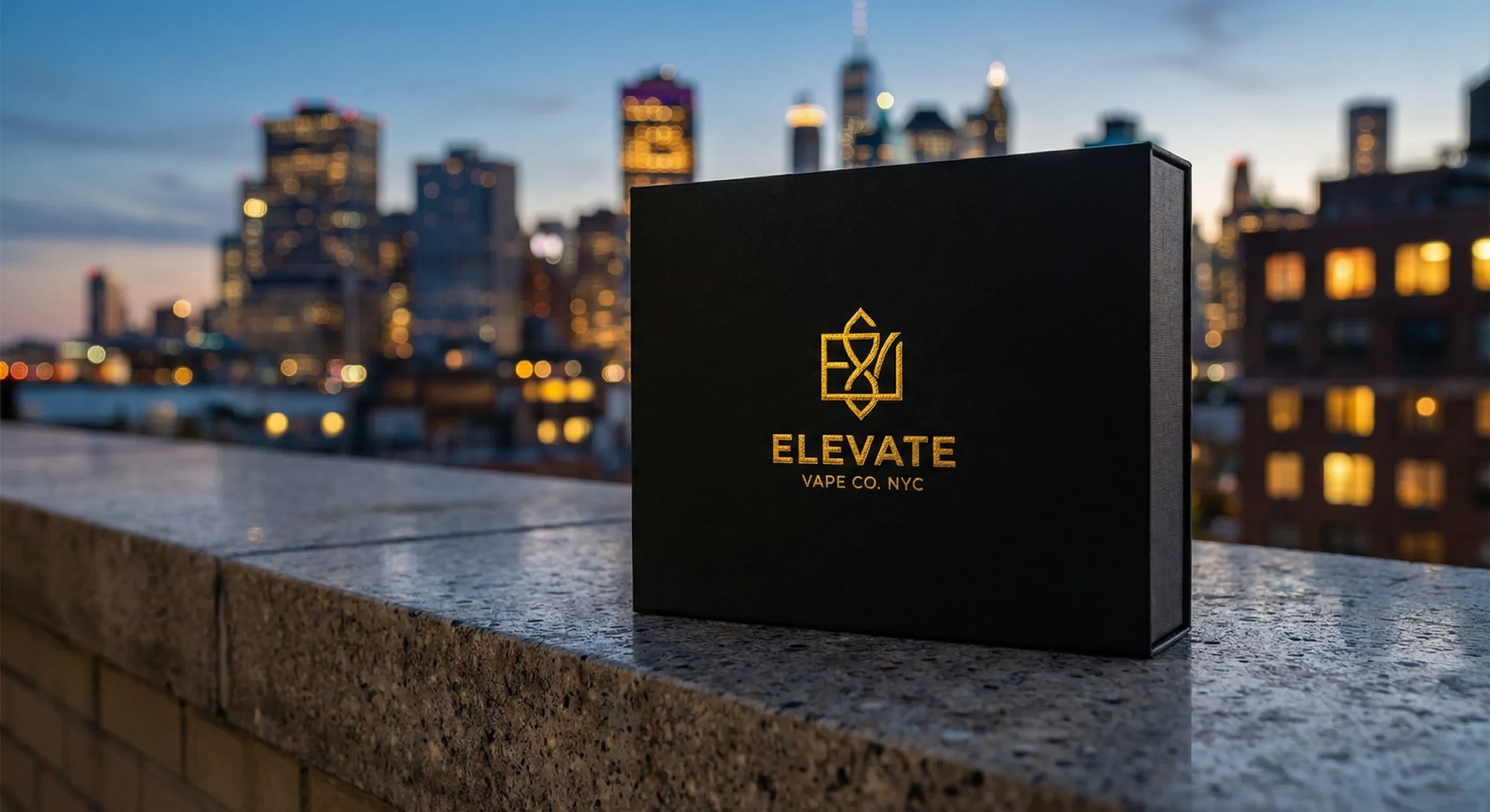 Close-up of soft-touch lamination finish and gold foil details on a luxury vape packaging unboxing NYC box.